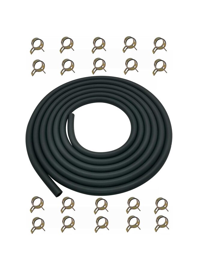 ID Fuel Line Hose for Small Diesel Engines and Generators with Sport Engines with 20 Black Rubber Clamps (Material: B) - Image 1