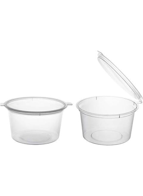 Party Essentials Leak Proof Plastic Condiment Souffle Container with Attached CapAirtight Portion Cup with Hinged Lid for Sauces Samples Ketchup Jello Shot Storage Craft 100 Sets 4 oz Clear
