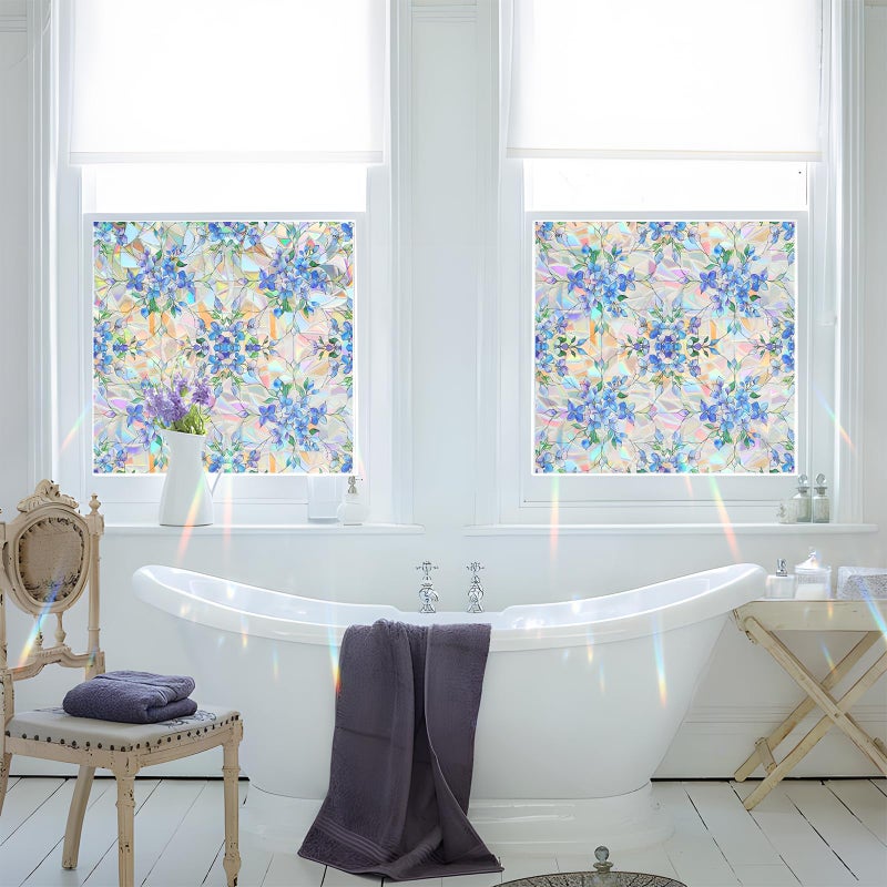 SOMWISE Rainbow Window Privacy Film,Heat Control,UV Blocking,Anti-Glare,Day & Night Privacy Protection & Decoration for Home, Bathroom,Glass Door,Static Cling,Renter-Friendly with Installation Tools - Image 2