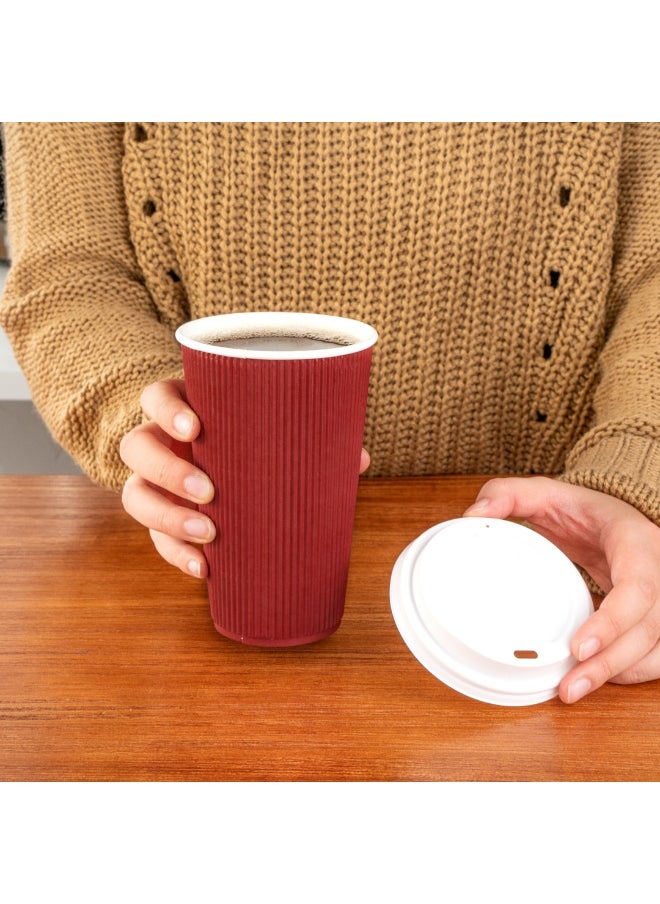 Restaurantware Restaurantware 12 Ounce Double Wall Disposable Coffee Cups, 500 Insulated Crimson Paper Tumblers with Rolled Rim Design, Lids Sold Separately for Hot Drinks like Tea, Hot Chocolate and More  - Image 5