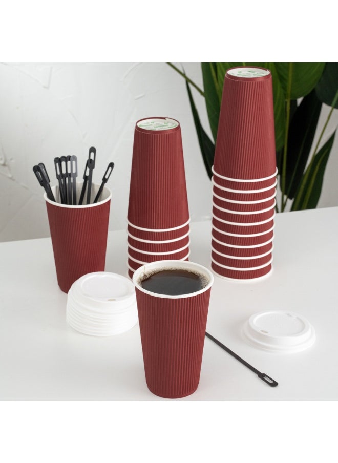 Restaurantware Restaurantware 12 Ounce Double Wall Disposable Coffee Cups, 500 Insulated Crimson Paper Tumblers with Rolled Rim Design, Lids Sold Separately for Hot Drinks like Tea, Hot Chocolate and More  - Image 4