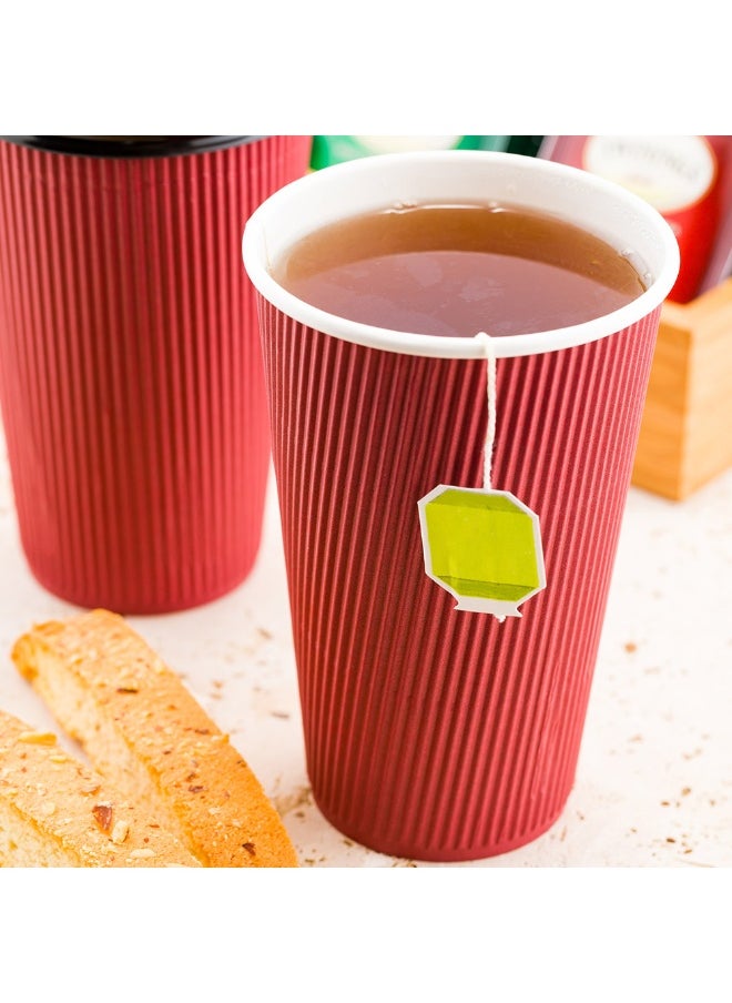 Restaurantware Restaurantware 12 Ounce Double Wall Disposable Coffee Cups, 500 Insulated Crimson Paper Tumblers with Rolled Rim Design, Lids Sold Separately for Hot Drinks like Tea, Hot Chocolate and More  - Image 3