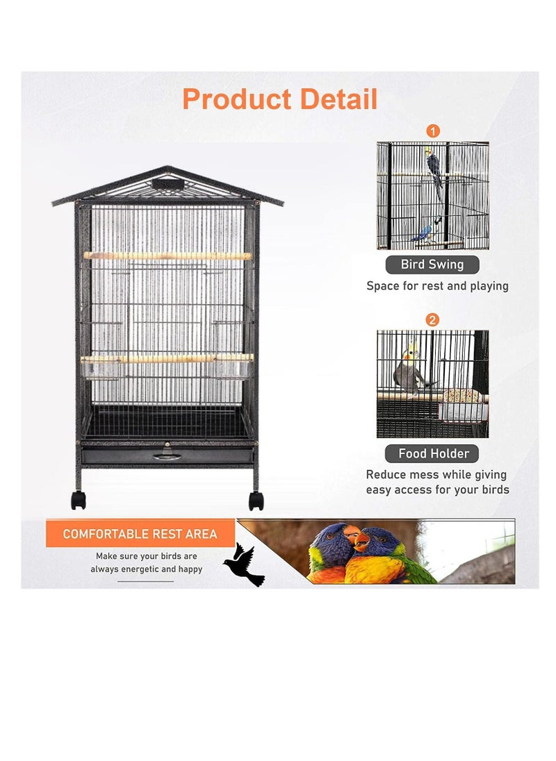 Arabest - Bird Cage Large Parrot Birdcage Breeding Big Pigeon Villa Parakeet Macaw with Wheels Stand Perch for Small Medium Large Birds - Image 1