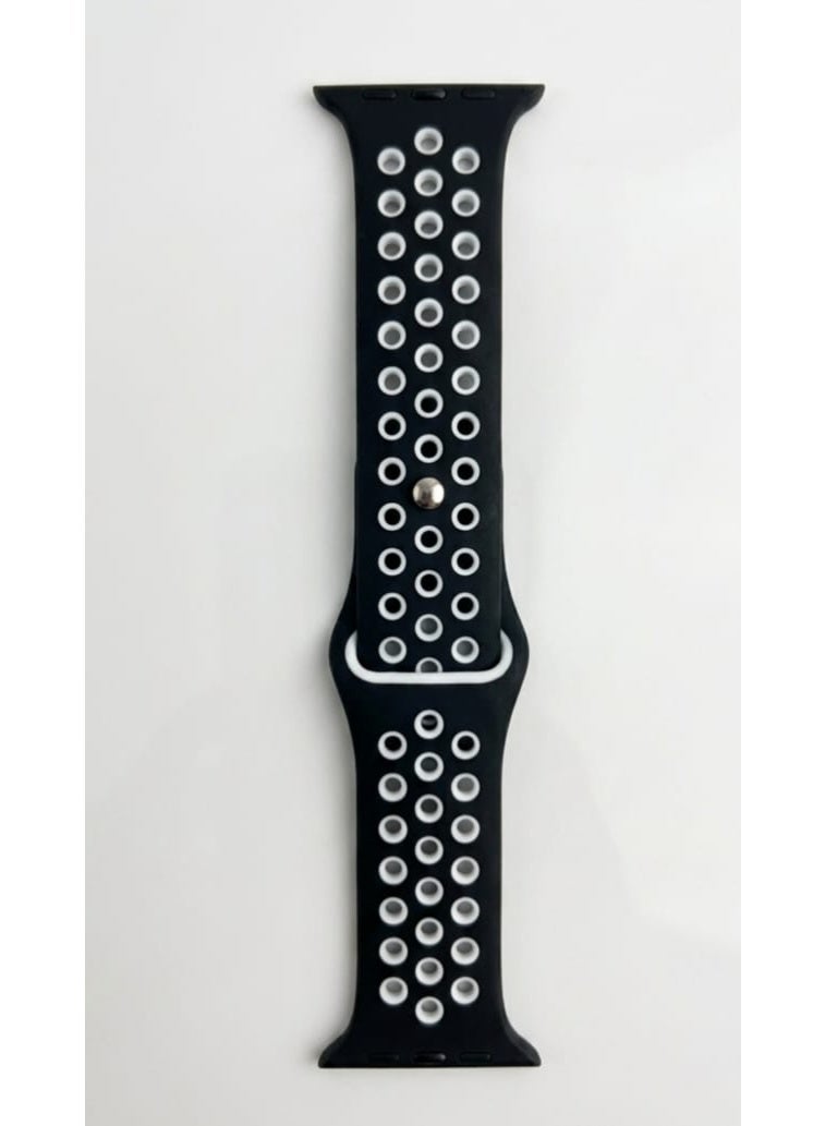 Sport silicone watch band with ventilation holes for Apple Watch (42/44/45/49 mm) Black. - Image 1