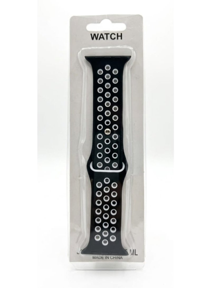 Sport silicone watch band with ventilation holes for Apple Watch (42/44/45/49 mm) Black. - Image 2
