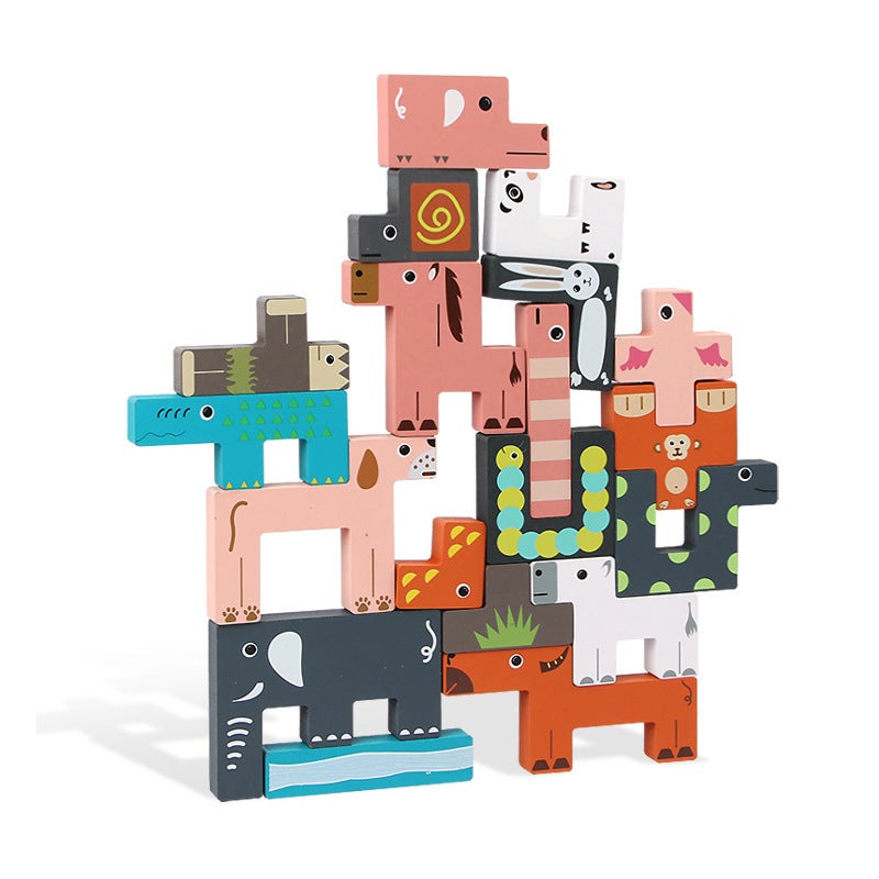Children'S Animal Jigsaw Tetris Building Blocks Benefiting Intelligence Early Education Toys Kindergarten Wooden Three-Dimensional Assembled - Image 5