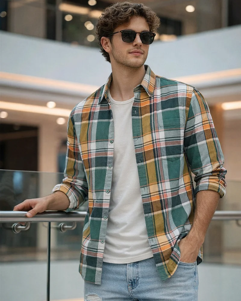 بيواكوف Men's Multicolor Checked Shirts