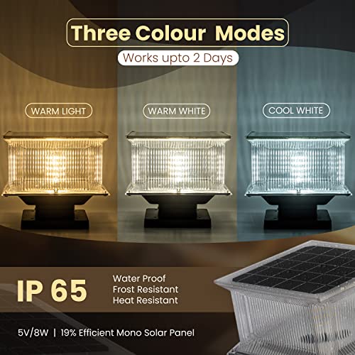 Homehop 15W Solar LED Main Gate Light for Home Garden Outdoor Waterproof Pillar Wall Lamp for Garden (Multi Colour, Square,Aluminium) - Image 3