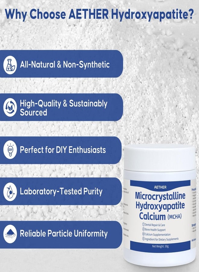 AETHER Microcrystalline Hydroxyapatite (MCHA) Powder, Non-Nano Natural Calcium Phosphate, Bovine-Derived Raw Ingredient, Fine Powder for Formulation & DIY Use, 1.06 oz (30g) - Image 3