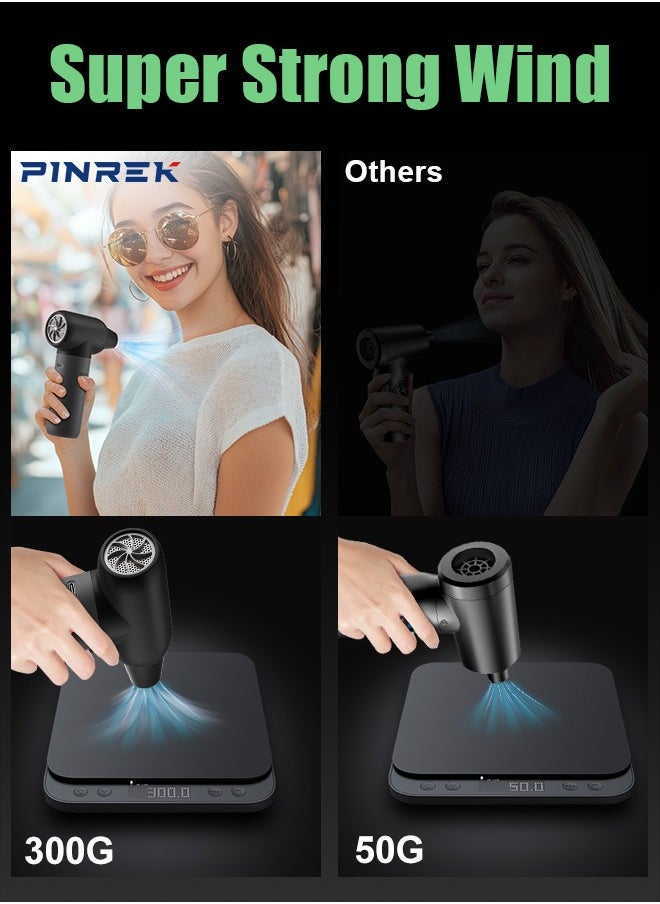 بينريك - منفضة هواء مضغوط من PINREK بمحرك بدون فرشاة - 3 تروس قابلة للتعديل بسرعة 130000 دورة في الدقيقة منفضة هواء كهربائية لاسلكية مع ضوء LED منفاخ هواء قابل لإعادة الشحن لتنظيف الأجهزة الكهربائية ولوحة المفاتيح - Image 1