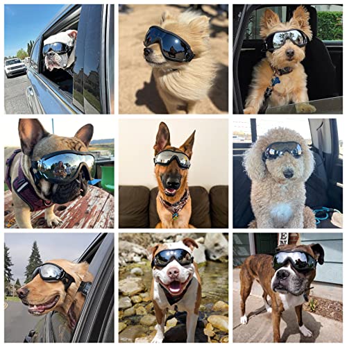 NAMSAN Dog Goggles Medium to Large Breed, Anti-UV Sunglasses for Dogs Large Breeds, Windproof Driving Dog Eye Protection, Doggy Glasses with Elastic Straps, Adjustable, Black - Image 2