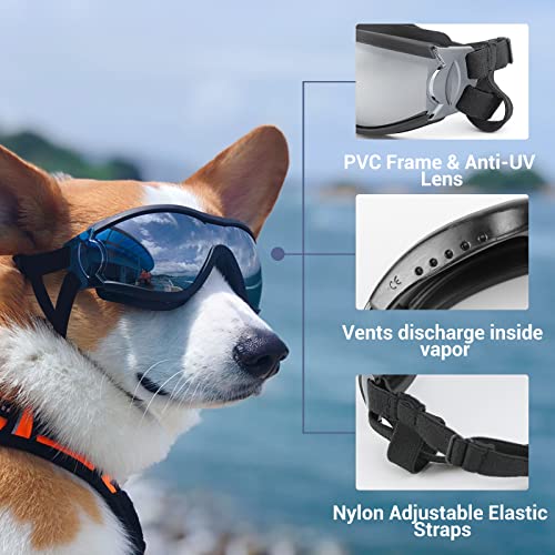 NAMSAN Dog Goggles Medium to Large Breed, Anti-UV Sunglasses for Dogs Large Breeds, Windproof Driving Dog Eye Protection, Doggy Glasses with Elastic Straps, Adjustable, Black - Image 4