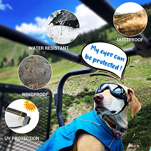 NAMSAN Dog Goggles Medium to Large Breed, Anti-UV Sunglasses for Dogs Large Breeds, Windproof Driving Dog Eye Protection, Doggy Glasses with Elastic Straps, Adjustable, Black - Image 3