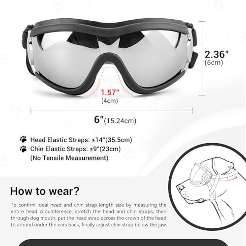 NAMSAN Dog Goggles Medium to Large Breed, Anti-UV Sunglasses for Dogs Large Breeds, Windproof Driving Dog Eye Protection, Doggy Glasses with Elastic Straps, Adjustable, Black - Image 5