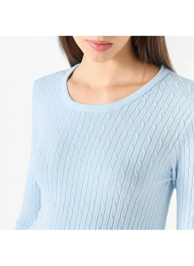 2Xtremz 2Xtremz Textured Sweater with Round Neck and Long Sleeves