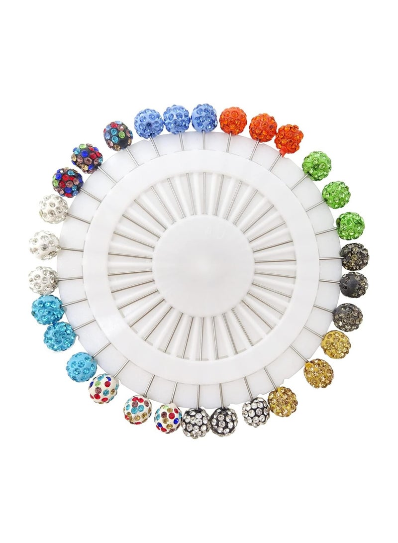 Sky Shine 30PCS Crystal Hijab Pins – Snag-Free Straight Scarf Pins & Brooch Set for Women – Elegant Headwear & Wedding Accessories - Image 1