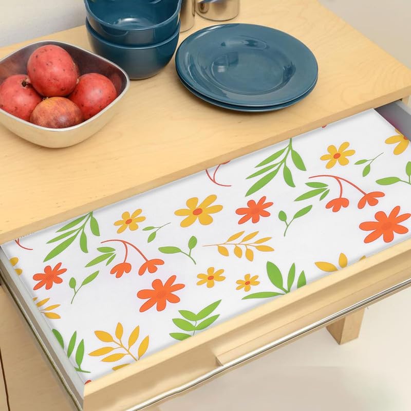 STYEVA Printed Anti-Slip Shelf Liner Mat Sheet for Drawers, Shelves, Tables, Cupboards, Fridge, Kitchen, Home, and Office - 45 CM X 5 M (Floral Design) - Image 2