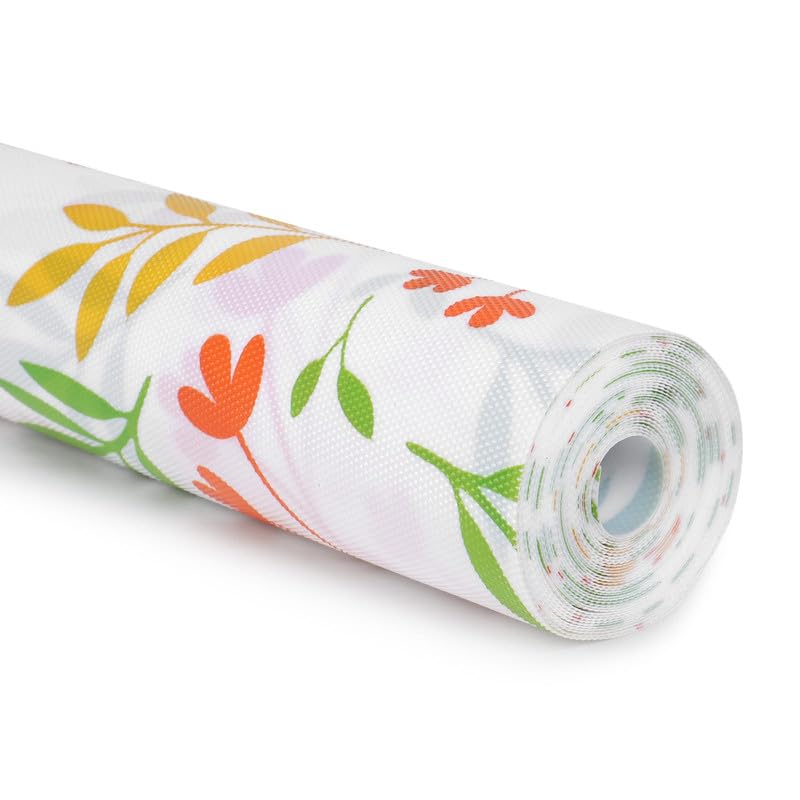 STYEVA Printed Anti-Slip Shelf Liner Mat Sheet for Drawers, Shelves, Tables, Cupboards, Fridge, Kitchen, Home, and Office - 45 CM X 5 M (Floral Design) - Image 1