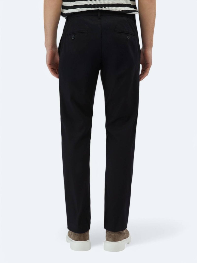 Kip Black Weaving Regular Fit Casual Cotton Blended Trousers - Image 4