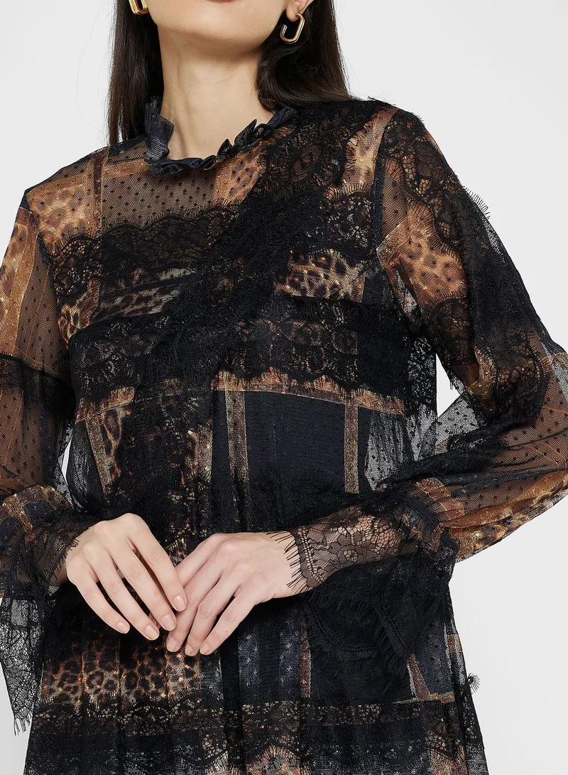 List Printed Mesh Tiered Top