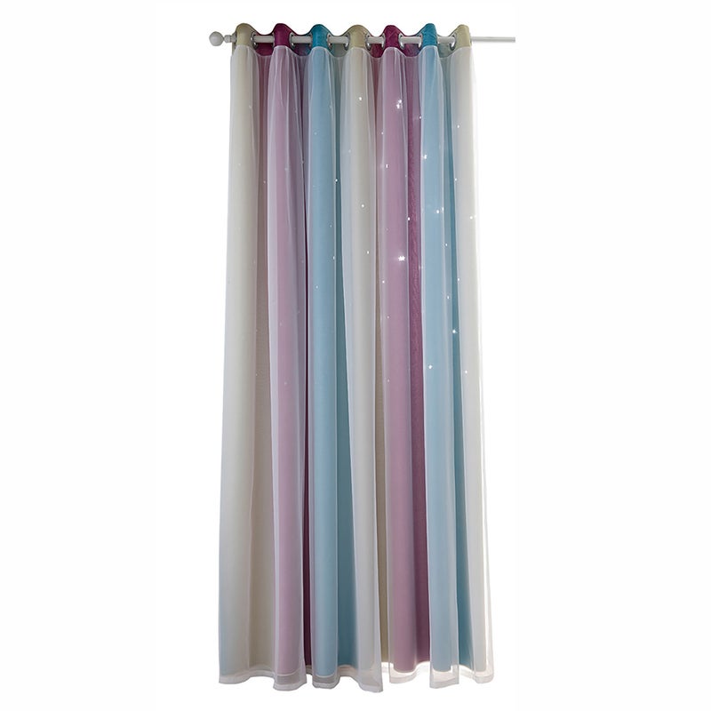 Star Curtains Stars Blackout Curtains for Kids Girls Bedroom Living Room Colorful Double Layer Star Window Curtains, 1 Panel (53 - Image 1