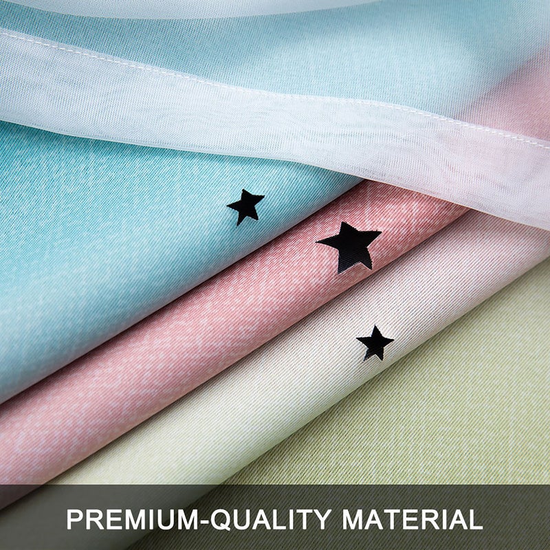 Star Curtains Stars Blackout Curtains for Kids Girls Bedroom Living Room Colorful Double Layer Star Window Curtains, 1 Panel (53 - Image 5