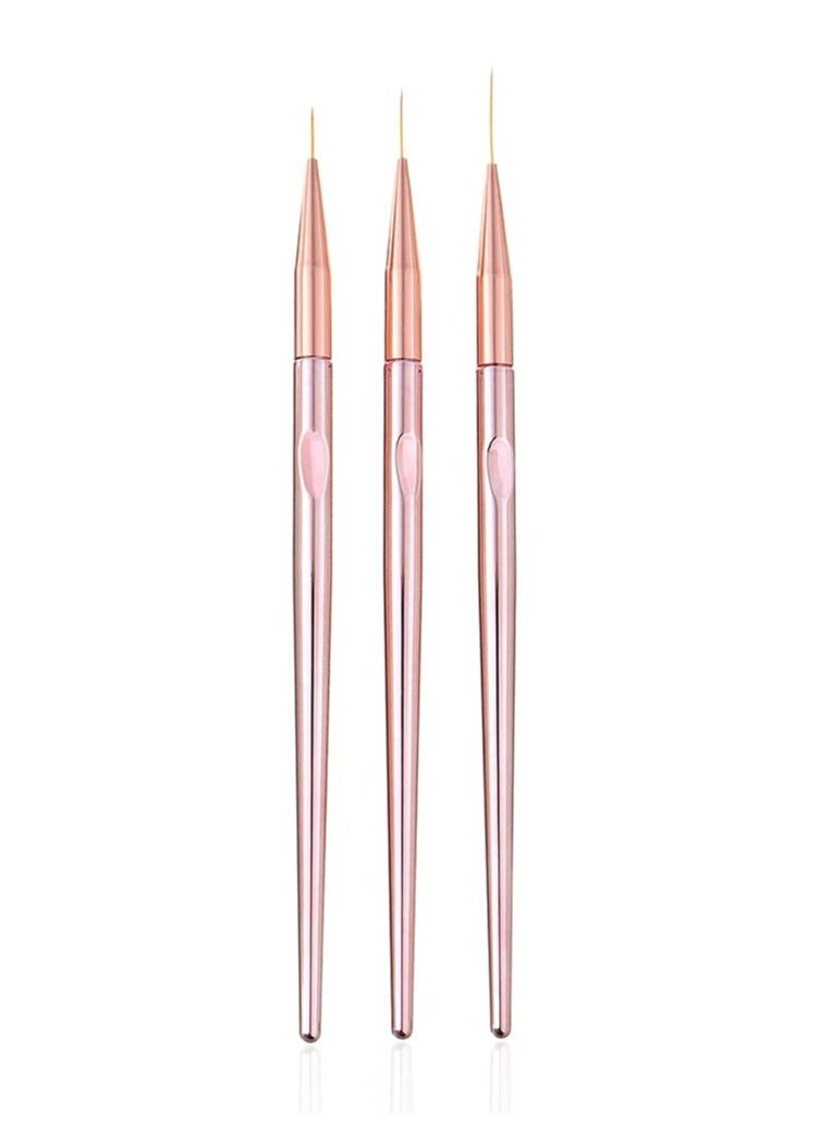 Excefore 3 Pcs Rose Gold Nail Art Liner Brushes Set UV Gel Acrylic Application Nail Pens Nail Art Designs Tools 3 Pcs Rose Gold Nail Art Liner Brushes Set UV Gel Acrylic Application Nail Pens Nail Art Designs - Image 1