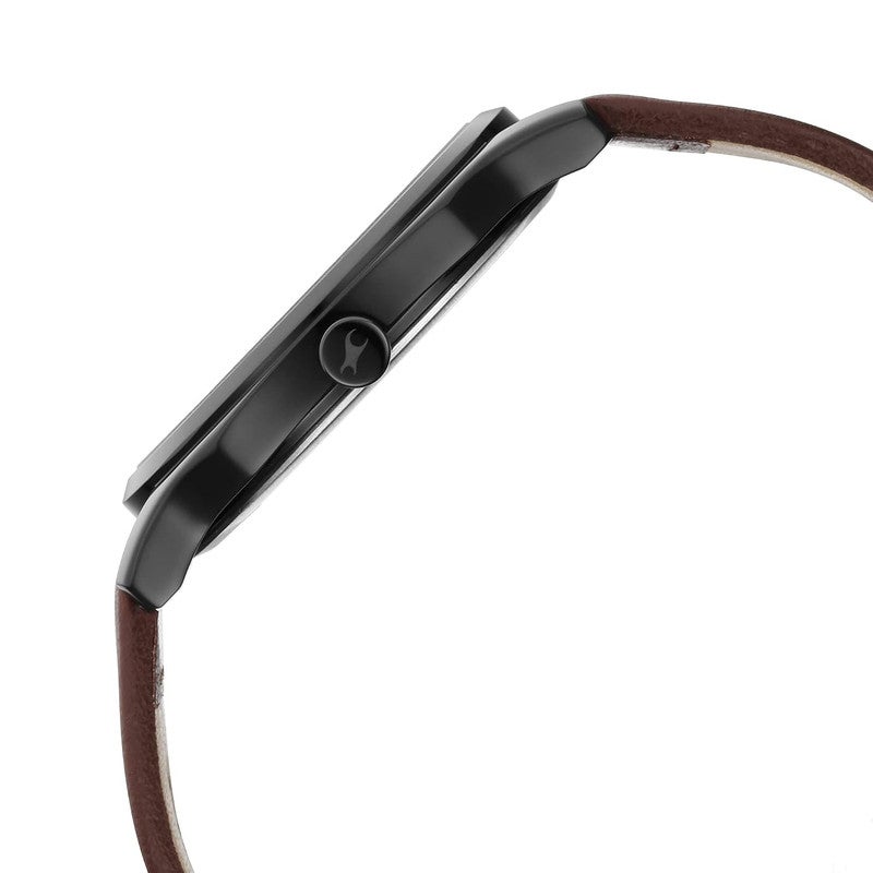 Fastrack Stunners 4.0 Men Quartz Analog | Elegant Textured Silver Dial with Minimalist Markers | Premium Brown Genuine Leather Strap & Polished Round Case - 3255NL02 - Image 2