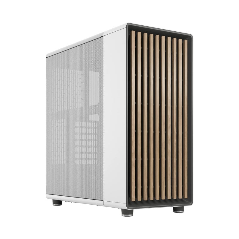 Fractal Design North Chalk White - Genuine Oak Wood Front - Mesh Side Panels - Two 140mm Aspect PWM Fans Included - Type C USB - ATX Airflow Mid Tower PC Gaming Case - Image 1