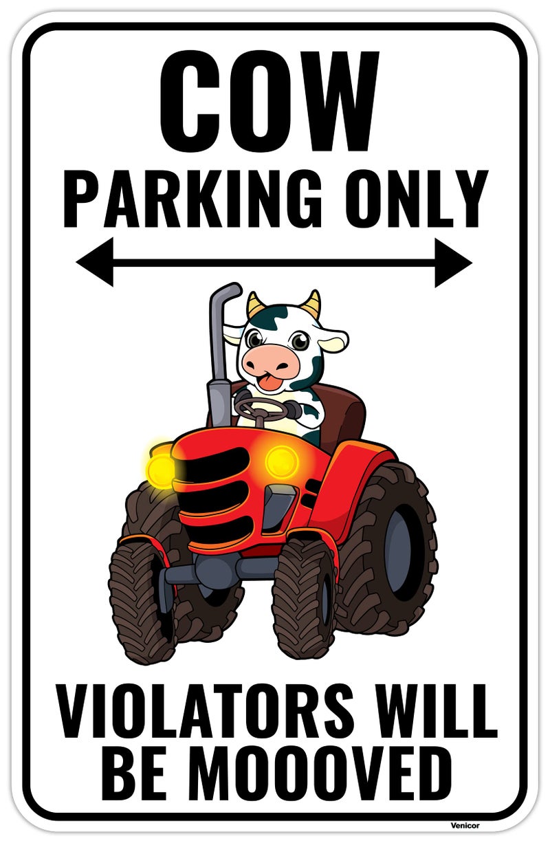 Venicor Cow Sign Decor - 9 x 14 Inches - Aluminum - Cute Cow Gifts - Cow Pictures Wall Art Room Home Decorations Accessories Print Stuff
