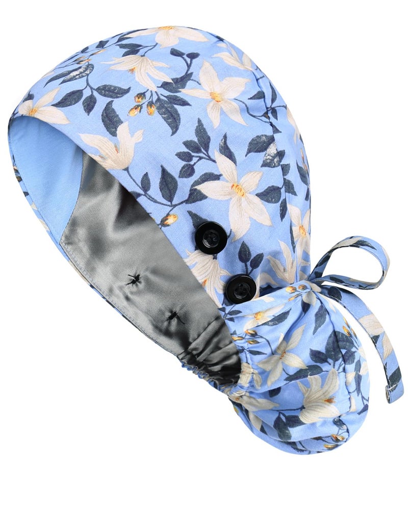 Yuest Satin Lined Scrub Caps with Buttons & Sweathand, Surgical Caps for Women - Image 1
