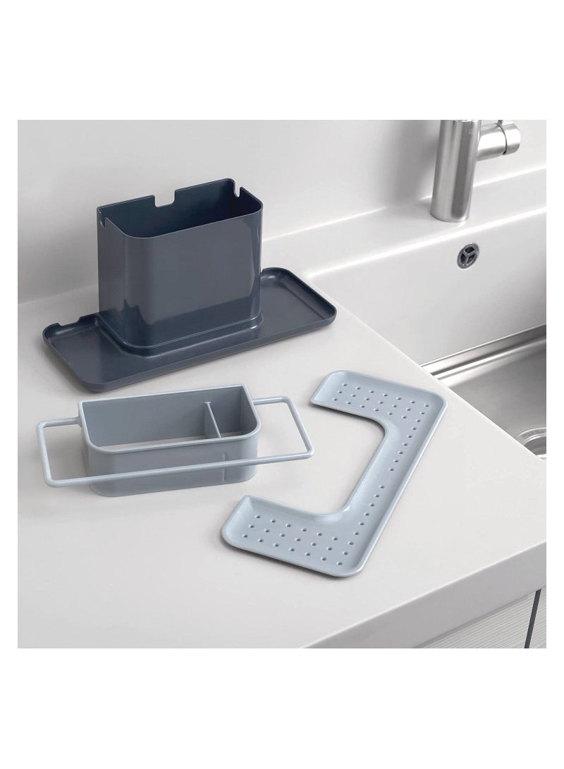 نيبمينينت Sink Caddy Kitchen Organizer Sponge Holder Dishwasher, Cleaning Products Organiser Area Organiser,-Safe, Large, Gray - Image 2