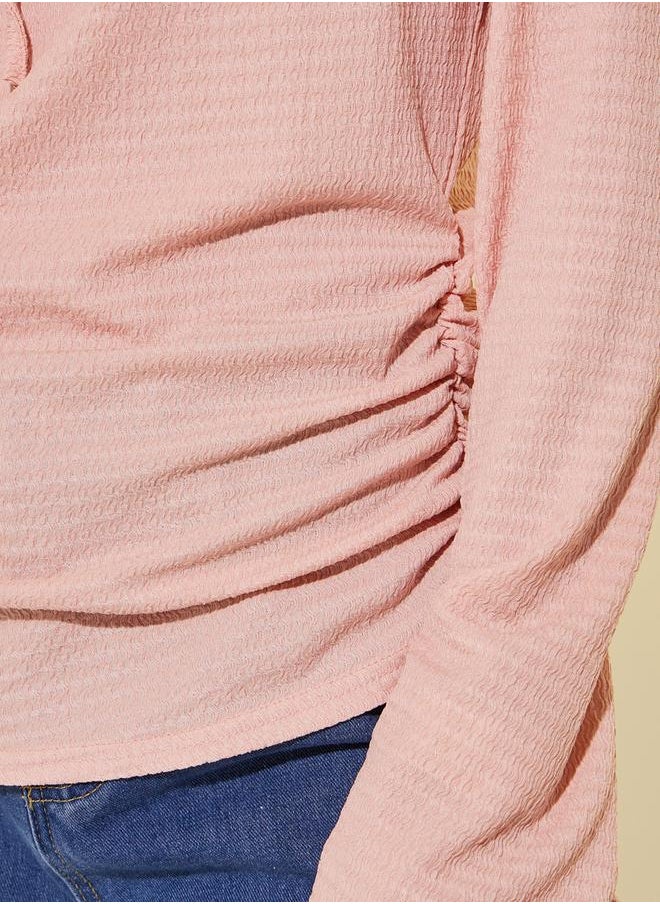 Take Two Texture Round Tie Detail Knit Top  - Image 4