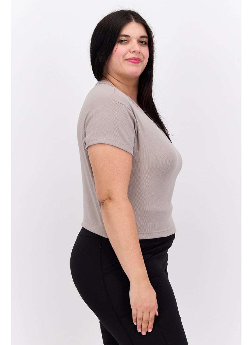 Reebok Women  Plus Size Short Sleeve Training Top, Grey  - Image 4