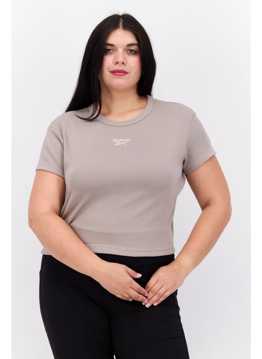 Reebok Women  Plus Size Short Sleeve Training Top, Grey  - Image 1