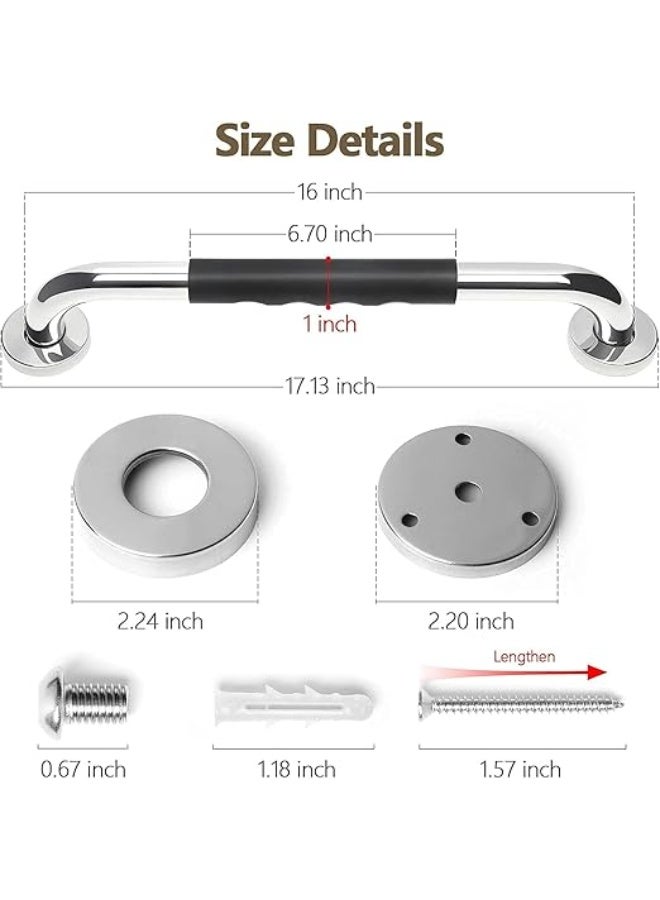 2 Pack Shower Grab Bars, 16 Inch Grab Bar For Bathtub And Shower, Stainless Steel Non Slip Shower Handle, Bathroom Balance Bar, Wall Mounted Safety Grab Bar Bracket For Elderly - Image 2
