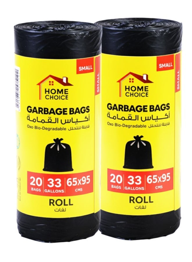 HOME CHOICE 33 Gallons Roll, Pack of 2, Black, 40 Garbage Bags, Size 65x95 cm, Trash Bags, Bin Liner, Waste Bags for Indoor and Outdoor Purposes - Image 1