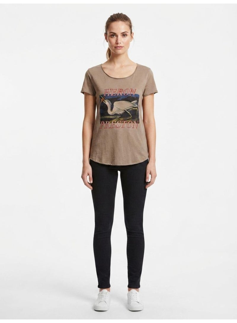 Divided by H&M تي شيرت هيرون بريستون نسائي بطبعة جرافيك، بني - Image 1