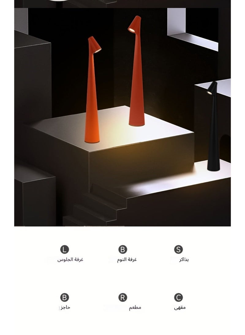 Portable LED Metal Table Lamp with Touch Control, 3 Brightness Levels & 3 Color Modes, Rechargeable Cordless Night Light – Red - Image 3