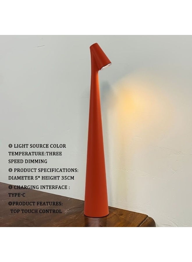 Portable LED Metal Table Lamp with Touch Control, 3 Brightness Levels & 3 Color Modes, Rechargeable Cordless Night Light – Red - Image 2