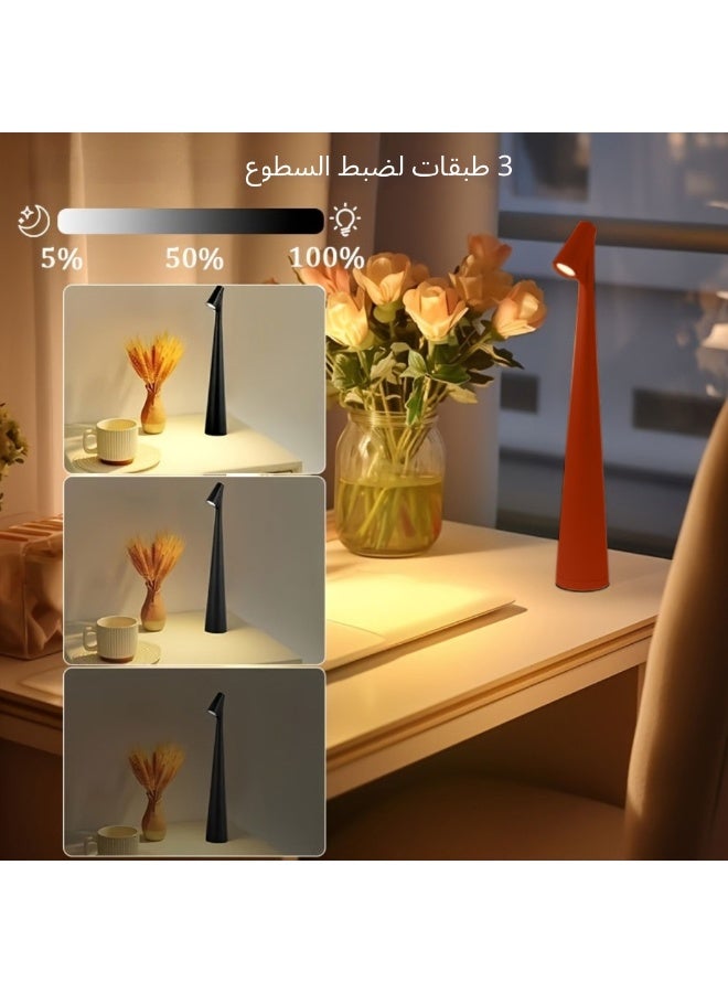 Portable LED Metal Table Lamp with Touch Control, 3 Brightness Levels & 3 Color Modes, Rechargeable Cordless Night Light – Red - Image 5