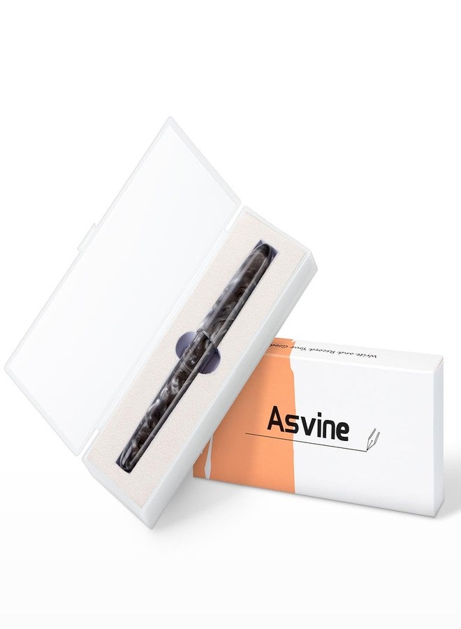 Asvine C80 Fountain Pen #8 Stub 1.1mm Nib Large Handcraft Calligraphy Art Drawing Pen with Converter Pen Case Collection Set (Gray Ripple) - Image 3
