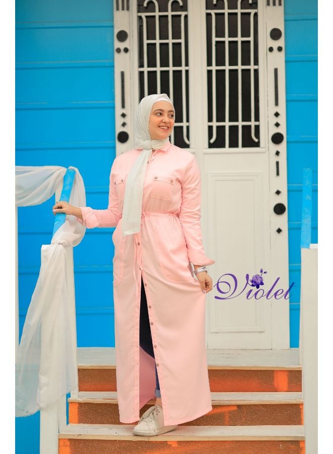 Puritopia Pink Maxi shirt dress  - Image 4