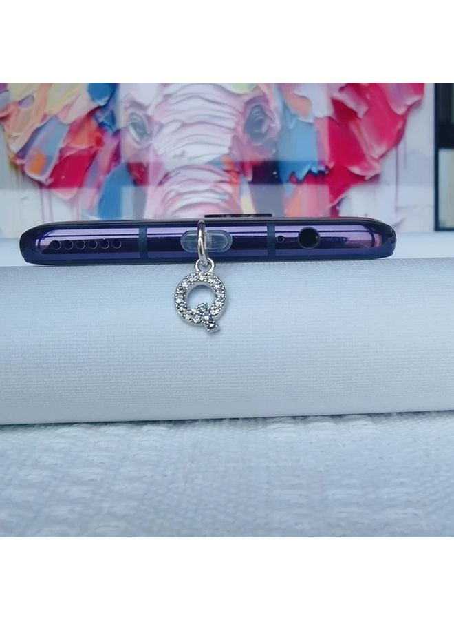 Diamond Letter Q Phone Dust Plug For Android Interface Ideal Gift - Image 1