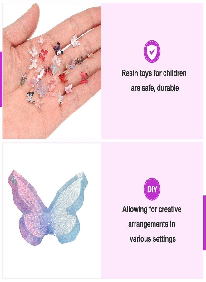 CoCud Mini Resin Butterflies, 0.31" Length, Resin Miniature Dollhouse Accessories Pink Blue - (Applications: for Crafts Nail Art Fairy Micro Landscaping Ornament) 50-Pieces - Image 5