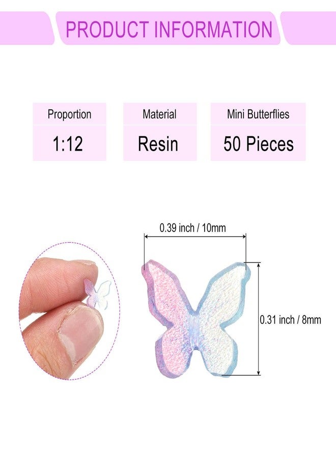 CoCud Mini Resin Butterflies, 0.31" Length, Resin Miniature Dollhouse Accessories Pink Blue - (Applications: for Crafts Nail Art Fairy Micro Landscaping Ornament) 50-Pieces - Image 3