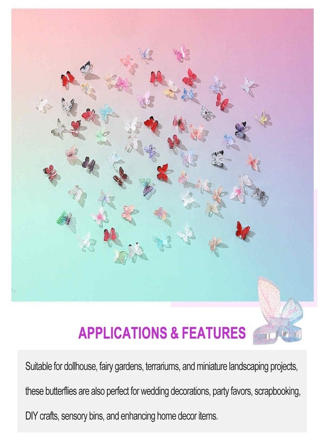 CoCud Mini Resin Butterflies, 0.31" Length, Resin Miniature Dollhouse Accessories Pink Blue - (Applications: for Crafts Nail Art Fairy Micro Landscaping Ornament) 50-Pieces - Image 4
