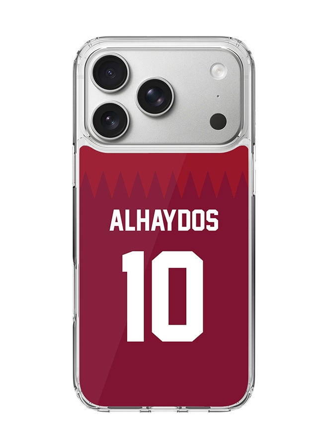 Stylizedd Classic Clear MagSafe Case for iPhone 17 Pro , Hybrid Soft Case Flexible Edges Anti Drop TPU PC Gel Thin Transparent Cover [ Designed for iPhone 17 Pro ] - Football Team - Qatar, Player Name - Alhaydos
