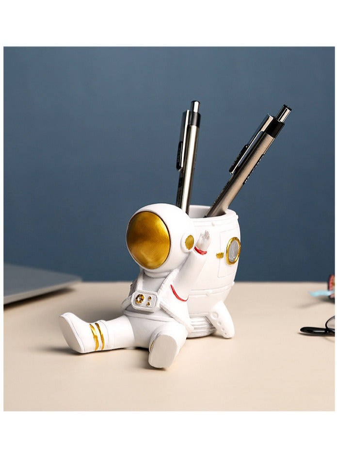 KASTWAVE Astronaut Pen Holder, for Kids Astronaut Pen Organizer Fairy Figure Pen Holder, for Desk Decoration, Back to School Gift, for Kids (Embrace Rockets) - Image 2