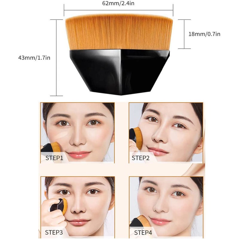 Flat Top Foundation Brush Makeup Brush Face Brush for Blending Liquid Cream Powder Cosmetic brush with Protective Case - Image 3